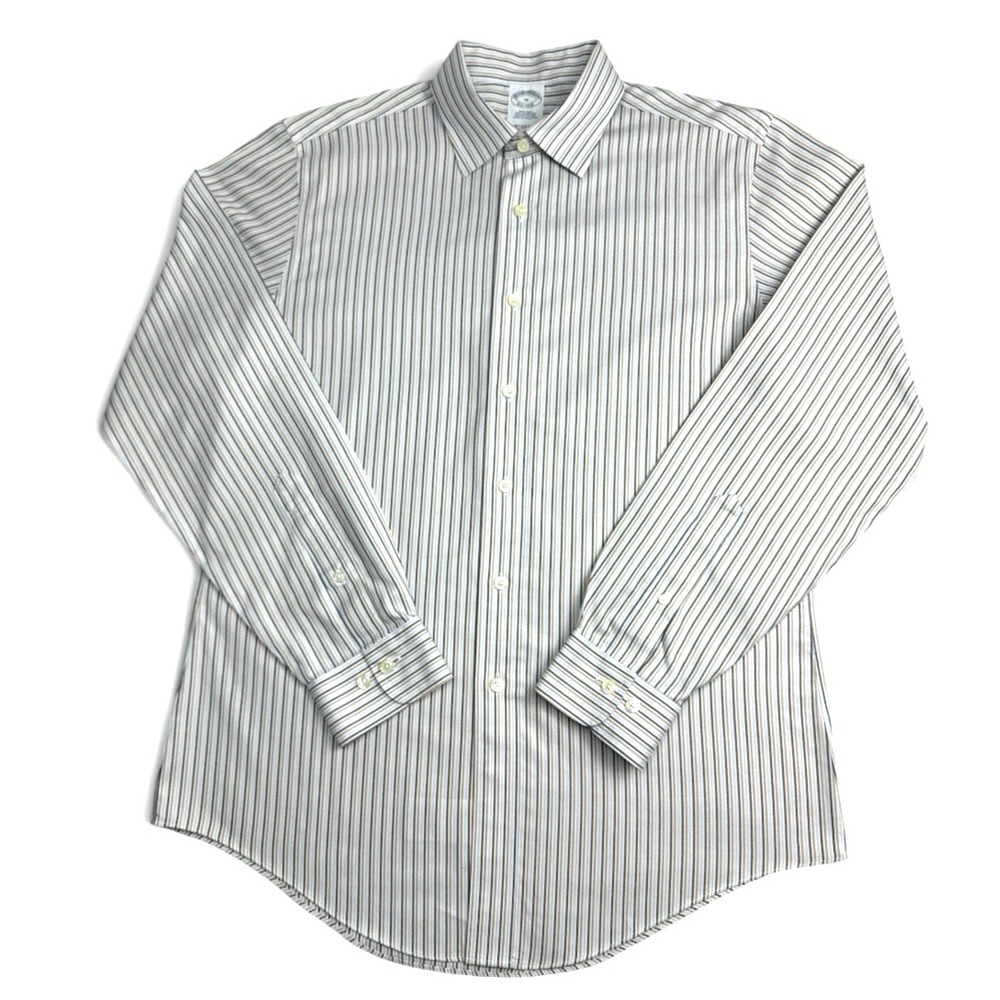 Brooks Brothers Men's Non-Iron Dress Shirt – 100% Supima Cotton, Striped, Size M - Picture 2 of 16